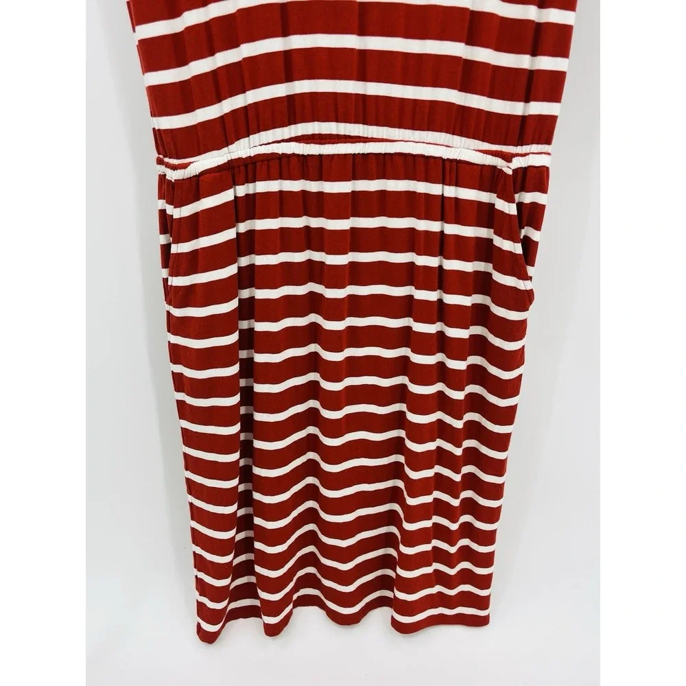 Banana Republic Striped Midi Dress Size Large Stretch Knit Pockets